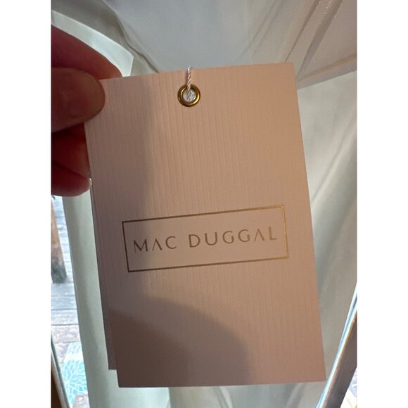 Mac Duggal Strapless Jumpsuit With Feather Trim Size 2 White Crepe Polyester Sle - Picture 7 of 10